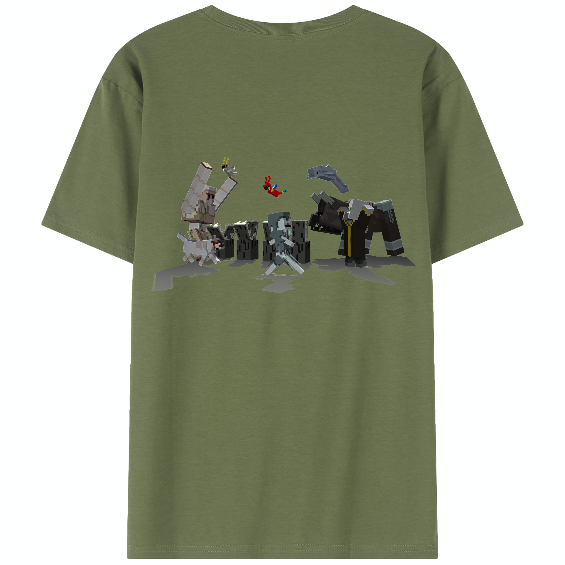 （画像用） マインクラフト ブロックの世界 Minecraft MC Block world 綿100％半袖Tシャツ（背面プリント）